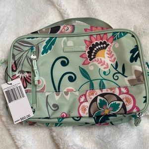 Vera Bradley Mint Flowers large blush & brush case makeup organizer